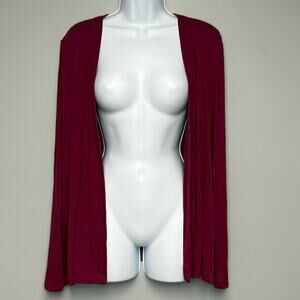 J. Jill Preppy Academia Wine Burgundy Open Front Lightweight Cardigan Women Sz L